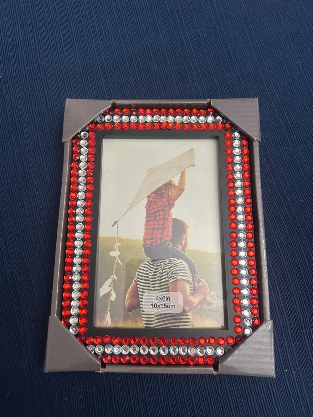 Red and Silver Rhinestone 4x6 Photo Frame